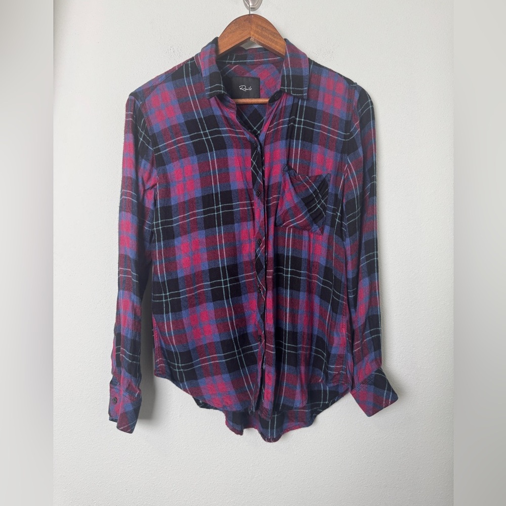 Rails Hunter Flannel Feel Button Front Shirt Midnight Ultramarine Berry Small - Picture 2 of 14